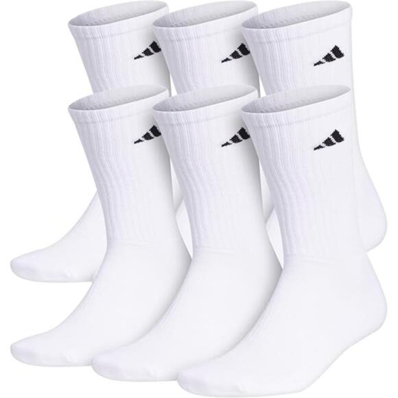 Mens Athletic Crew Socks 6 Pack Cushioned Moisture Wicking Arch Support White Bl - Picture 7 of 7